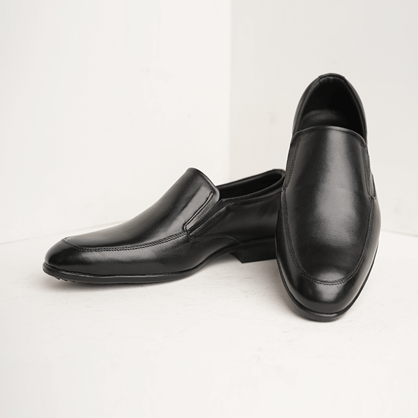 Finland Leather Slip-On Dress Shoe in Black — another angle