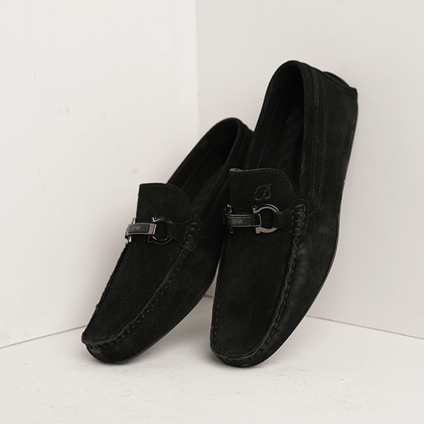 Irving Suede Bit Driving Moccasin in Black — another angle