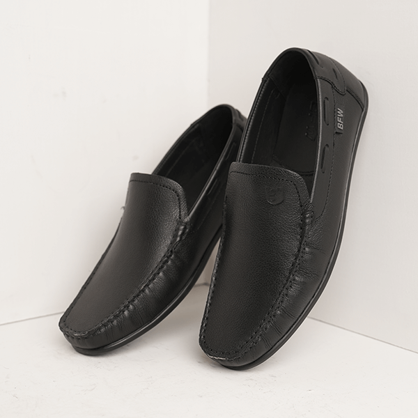 Martin Leather Moccasin Loafer in Black — another angle