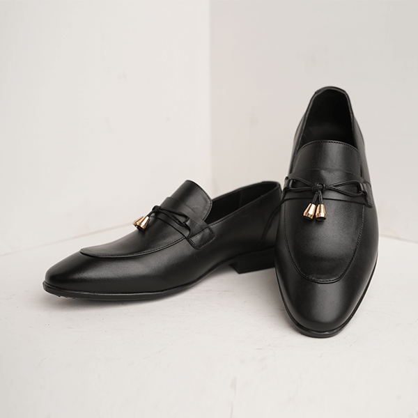 Panama Tassel Dress Loafer in Black — another angle