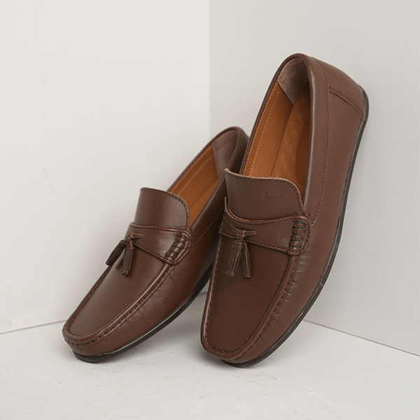 Argon Leather Tassel Loafer in Brown