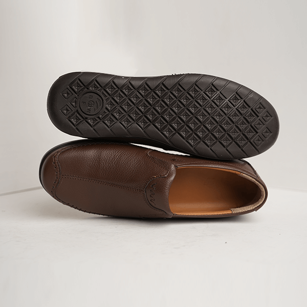 Austria Pebble-Grain Slip-On in Brown — rubber sole