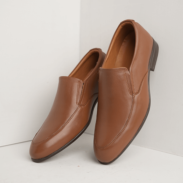 Finland Leather Slip-On Dress Shoe in Brown — another angle