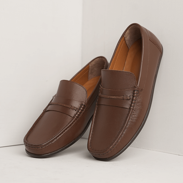Genoa Leather Penny Loafer in Brown — another angle