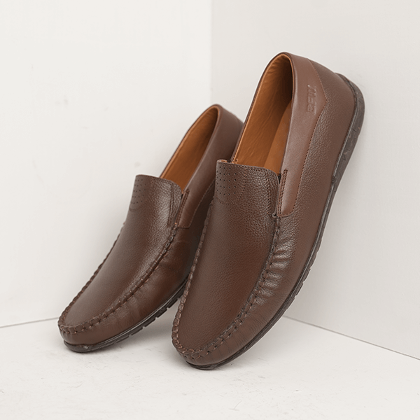 Morgan Leather Moccasin Loafer in Brown — another angle