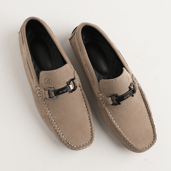 Irving Suede Bit Driving Moccasin in Ice Grey — another angle