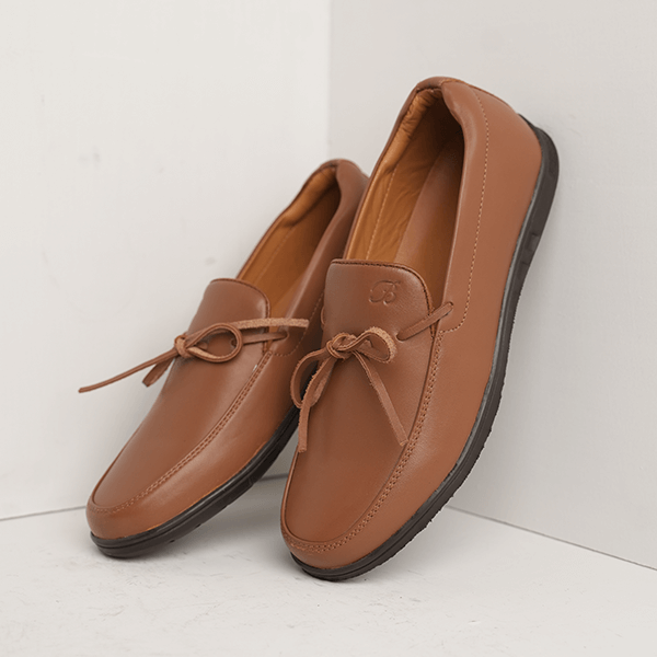 Boston Leather Bow Loafer in Tan — another angle