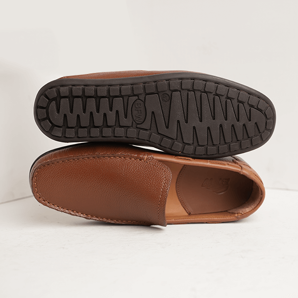 Martin Leather Moccasin Loafer in Tan — rubber sole